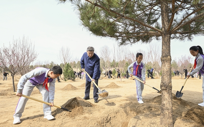 习近平在参加首都义务植树活动时强调：为山川大地增添锦绣 让中国式现代化底色更加亮丽